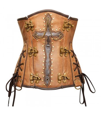 Custom Made Women Corset  Crossed Design Steampunk Crunch Leather Underbust Corset 